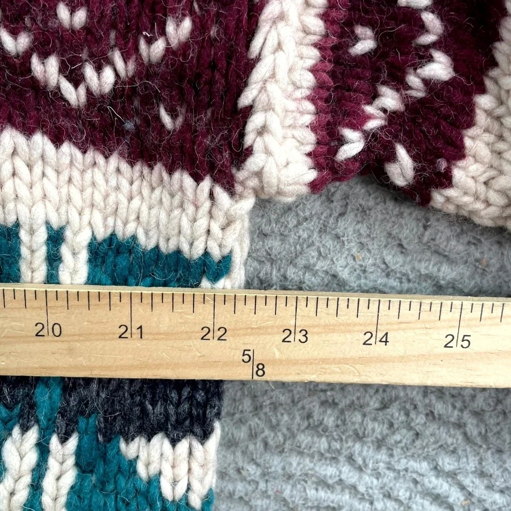 Artisanal Sweater Mens XL Multi Fair Isle Nordic Chunky Hand Knit‎ Drop Shoulder